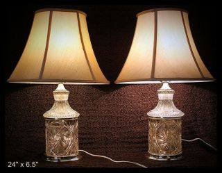 Lamps Set Of 2 Vintage Cut Glass Lamps Crystal Leaded Glass And Brass Lamps
