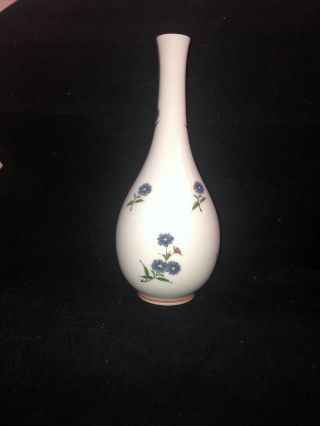 Vintage Chinese Porcelain Vase Hand Painted Signed Vase Blue Flowers