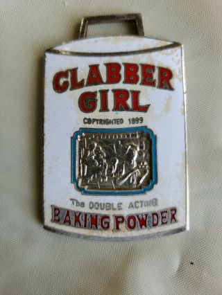 Vintage Clabber Girl Baking Powder Metal Key Fob By Geo Mtta Advertising