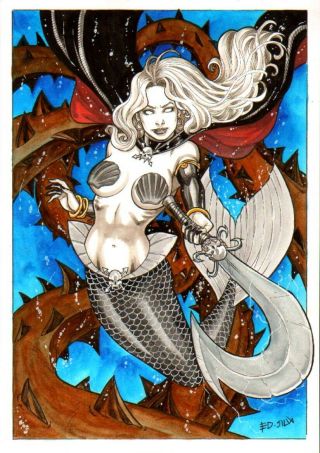 Lady Death Mermaid Sexy Color Pinup Art - Comic Page By Ed Silva