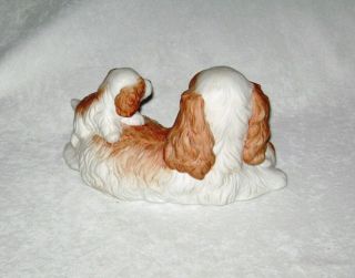 Vintage Large Bisque Porcelain Cocker Spaniel with Puppies Figurine by Homco 3