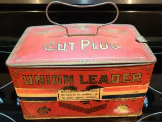 Antique Union Leader Cut Plug Smoking Chewing Tobacco Tin