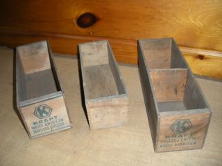 Group of Vintage Wooden Cheese Boxes / Kraft,  Sylvan Seal Cream Cheese 3
