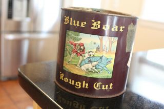 Vintage Blue Boar Rough Cut Tobacco Tin From American Tobacco Co