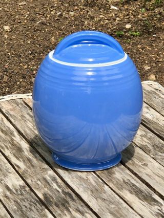 Hard To Find Vintage Hall Pottery 1930’s Art Deco Blue 5 Band Cookie Jar—nice