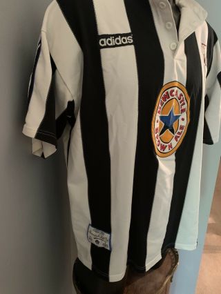 VINTAGE ADIDAS NEWCASTLE UNITED 1996 - 1997 HOME SOCCER JERSEY.  SIZE XXL ADULTS 2