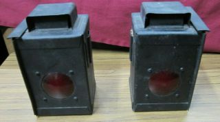 Antique Primitive Hand Made Steel Carriage Buggy Candle Lamps - 7.  5 " Tall