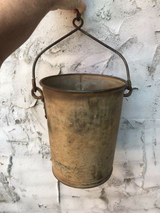 Vintage Antique Heavy Loop Handle Galvanized Farm Well Bucket Best Patina Ever