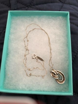 Vintage Tiffany & Co.  Sterling & 18k Gold Rope Love Knot Pendant Necklace 1991