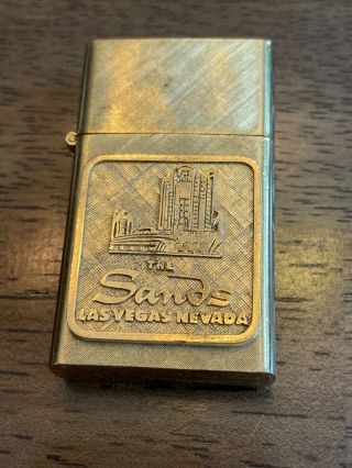 Vintage Sands Casino 14k Gold Plated Florentine Lighter