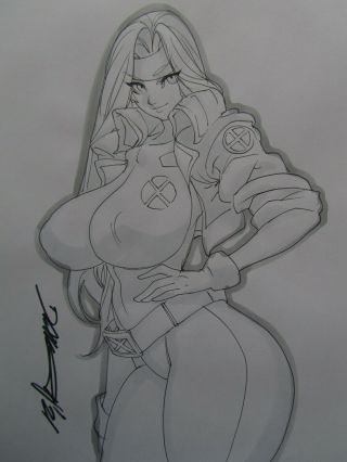 Rogue X - Men Gambit Girl Sexy Busty Sketch Pinup - Daikon Art