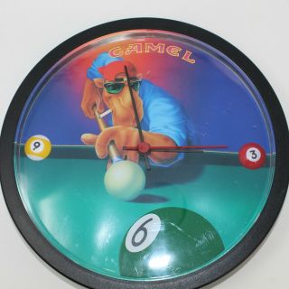 Vintage Camel Joe Pool Player 1993 Billiards 10 " Round Hanging Wall Clock
