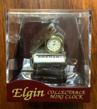 Elgin Collectable Mini Quartz Clock Baby Grand Piano