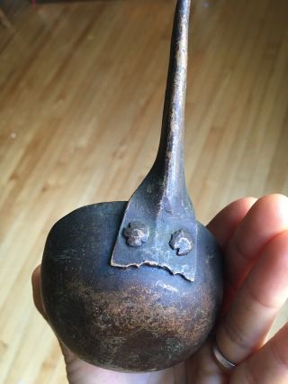 Antique 18th C Copper Ladle With Hand Hammered Rivet Early Americana