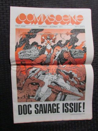 1972 Comixscene Fanzine Newspaper 1 Fn,  6.  5 Steranko / Doc Savage Issue
