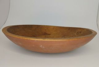 Antique Painted Oblong Wooden Mixing Dough Bowl 12 1/4 X 11 3/8 " Early Primitive