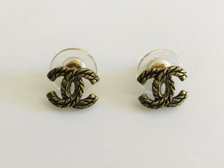 Authentic Vintage Chanel Earring Goldtone Mini Stud Pierced E