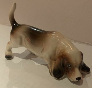 Vintage Porcelain Basset Hound Dog Figurine Nippon Yoko Boeki Mark Japan