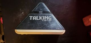 Vintage 1970’s Talking Alarm Clock,  Retro,  Triangle,  Pyramid Clock,  Black & White