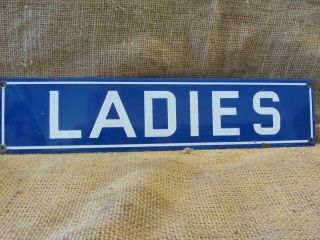 Vintage Porcelain Ladies Sign Antique Women Garage Gas Station Restroom 9664