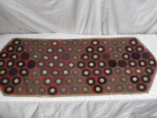 Antique 19th C Wool Penny Rug 26 " X 62 "