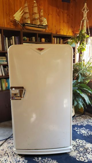 White Vintage Hotpoint Refrigerator In For Its Age
