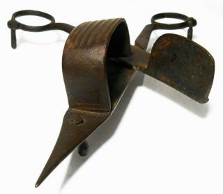 American 19th C Antique Iron Candle Snuffers/wick Scissors W/hammered Pivot Pin