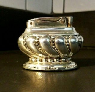 Ronson Table Lighter Vintage Silver Plate " Crown "