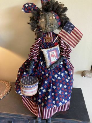 Primitive Raggedy Folk Art Americana Patriotic Doll