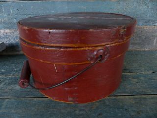 Antique Primitive Early Swing Handle Pantry Box Red Paint