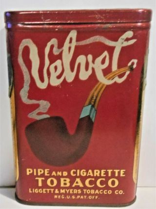 Early Velvet Brand Pocket Tobacco Tin,  Liggett & Myers,  Chicago,  1 3/4 Oz.  Nr
