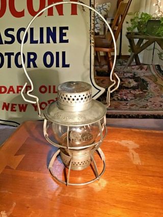 Vintage Dressel Reading Co.  Railroad Lantern W/ Etched Rdg Co.  Clear Glass Globe