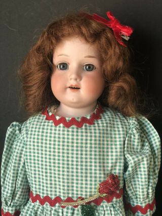 Antique German Armand Marseille Florodora 21” Doll Bisque Head Kid Leather Body