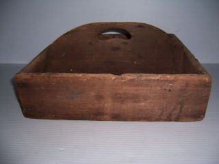 Antique Primitive Wooden Utensil Tool Box Carrier Tote