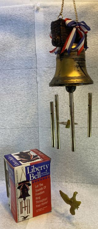 Vintage Liberty Bell Wind Chimes - Made In Hong Kong Nos