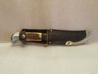 Vintage Stag Horn Handle Hunting Knife W/ Sheath,  Sweden,  P.  Holmberg Eskilstuna