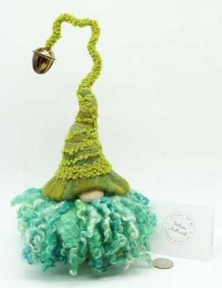 Gnome Needle Felted Wool Forest Bell Folk Art Doll Melissa Philbrook " Twig " Usa