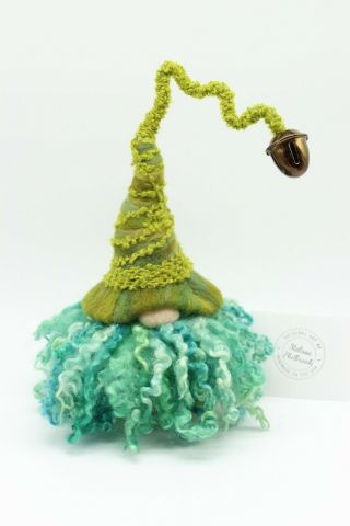 Gnome Needle Felted Wool Forest Bell Folk Art Doll Melissa Philbrook 