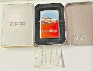Vintage Collectible 1997 Cambridge Zippo Lighter Old Stock In Tin And Sleeve