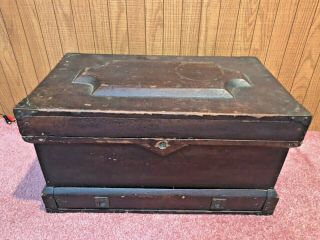 Unique Antique 1800s Primitive Heavy Wood Baby Coffin Casket Tool Box Goth Decor