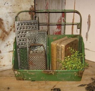 Farmhouse Metal Bin Basket Box Kitchen/laundry/mail Organizer Primitive Decor