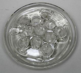 Vintage Clear Glass Floral Flower Frog 11 Holes 3 - 1/2 " Diameter 1 " Thick