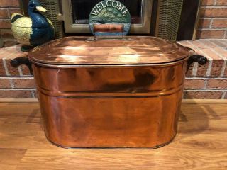 Antique Revere Country Decor All Copper Boiler Cooler Tub Wash Canning Fireplace