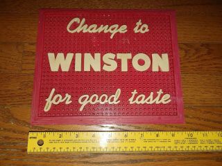 Vtg " Change To Winston For Good Taste " Cigarette Red Bar Beer Tap Mat Bristled