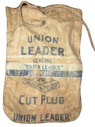 Union Leader Cut Plug Tobacco Cloth Pouch Smoke And Chew Cut Plug Bag Vintage