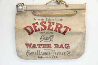 Vintage Desert Brand Water Bag Ames Harris Neville San Francisco Usa Canvas