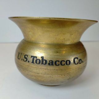 Us Tobacco Co Miniature Brass Spittoon 3 " ×4 " Cuspidor Spittoon Copenhagen Snuff