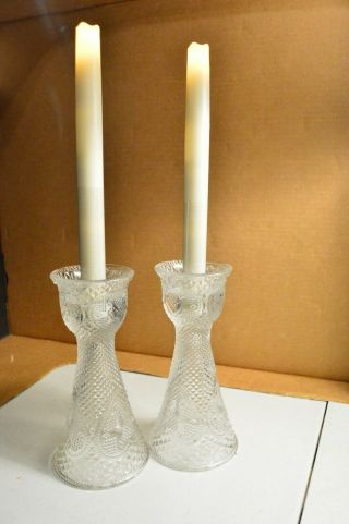 Vintage Avon Candle Holders By Fostoria Hearts And Diamonds Set Of 2