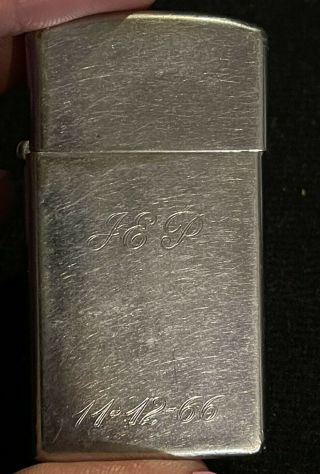 Vintage Zippo Lighter - Engraved.  J E P 11 - 12 - 66
