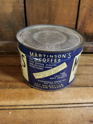 ANTIQUE VINTAGE MARTINSON ' S COFFEE TIN WITH KEY (FULL) 2